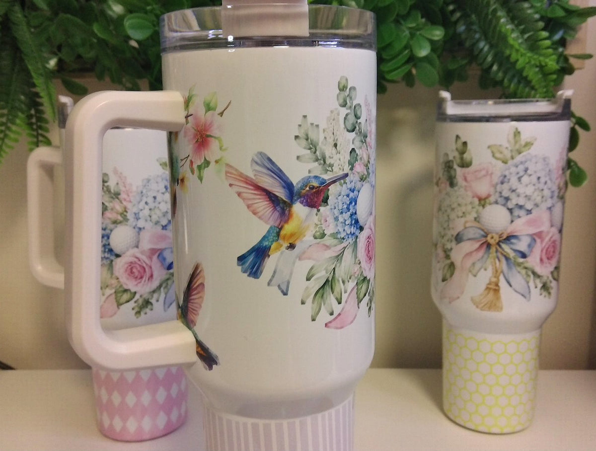 Tumbler with Golf and Hummingbird motif