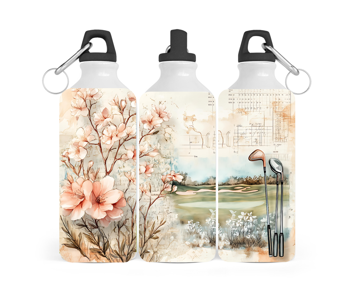 Water Bottle with Hummingbird and Golf Motif